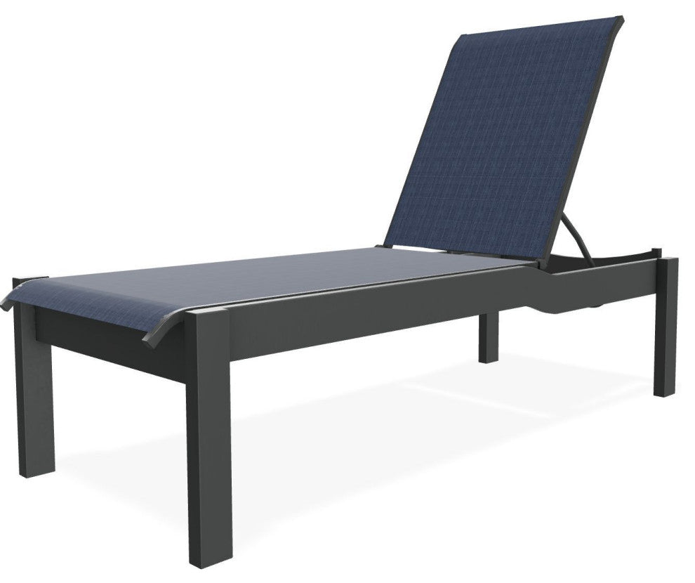 Leeward Sling Stackable Outdoor Chaise Lounge, Mavi/Graphite