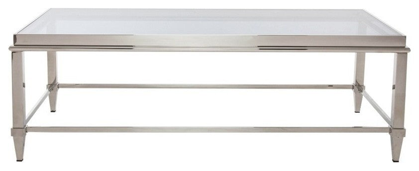 Modrest Agar Modern Glass and Stainless Steel Coffee Table