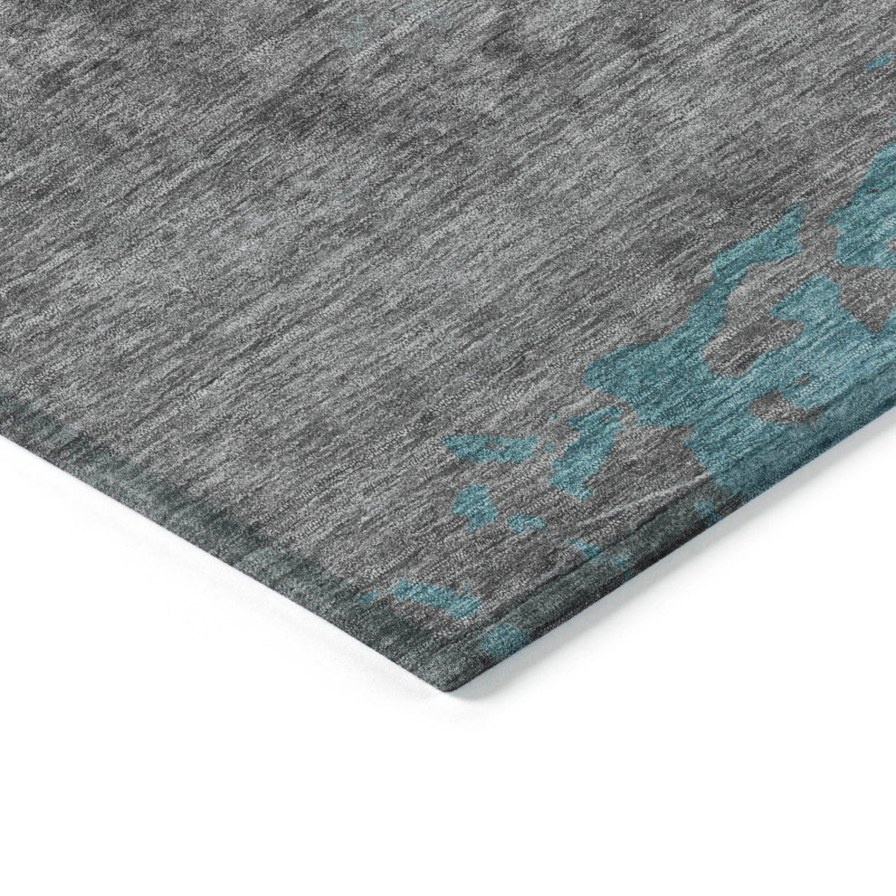 Machine Washable Indoor/Outdoor Chantille ACN1885 Teal 8' x 8' Round Rug
