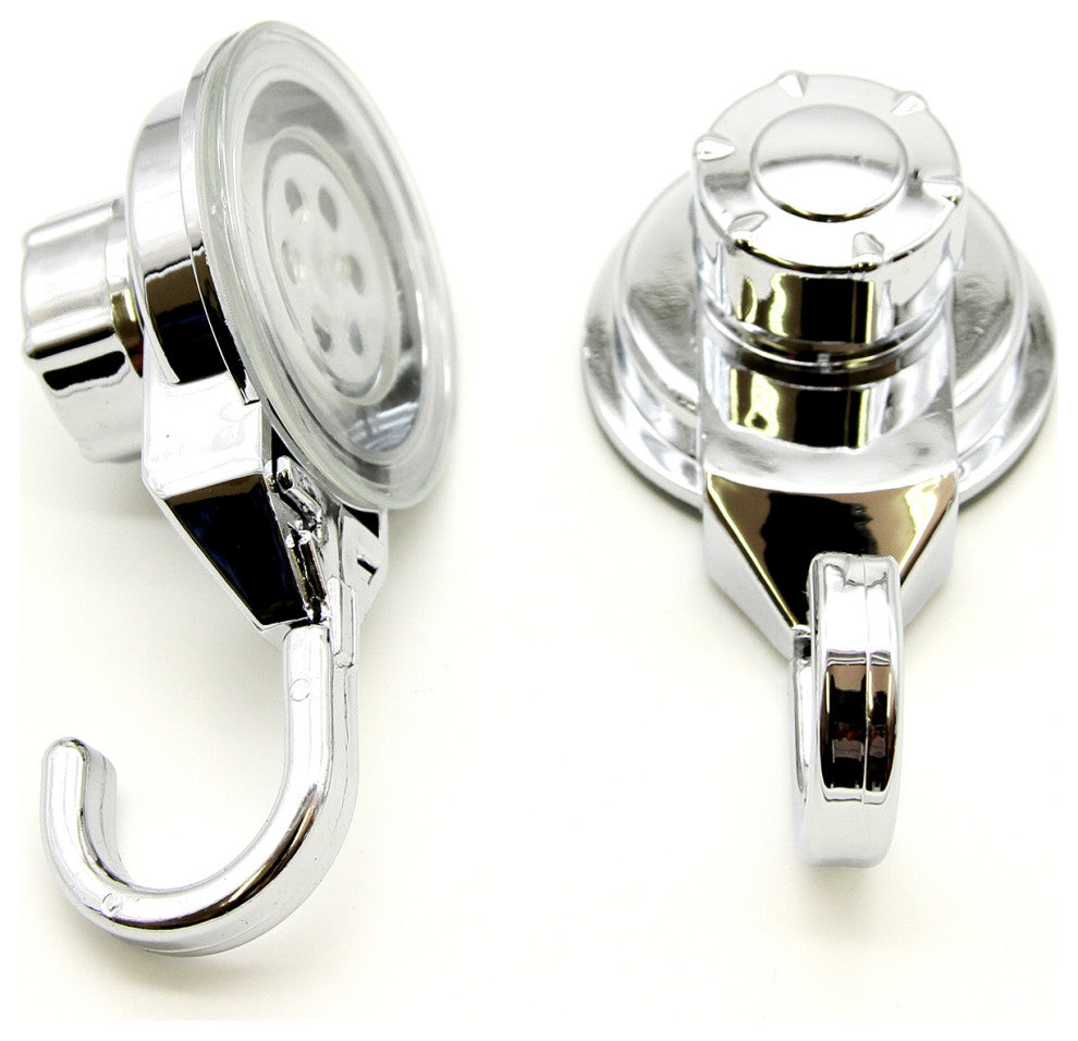 Strong Hold Vacuum Suction Cup Hooks Shower-Kitchen Walls Organizer Loofah Set 2