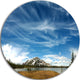 Mountain And Lake Under Blue Sky, Seashore Disc Metal Wall Art, 23"
