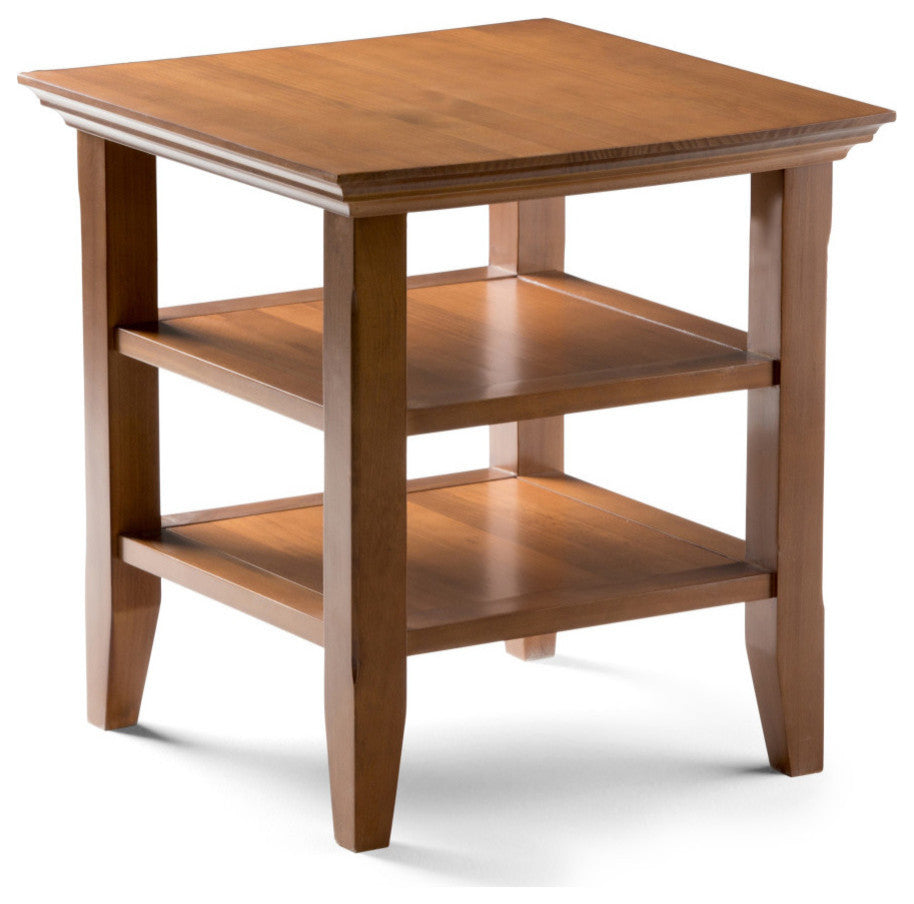 Acadian Solid Wood 19" Square Rustic End Table, Light Golden Brown