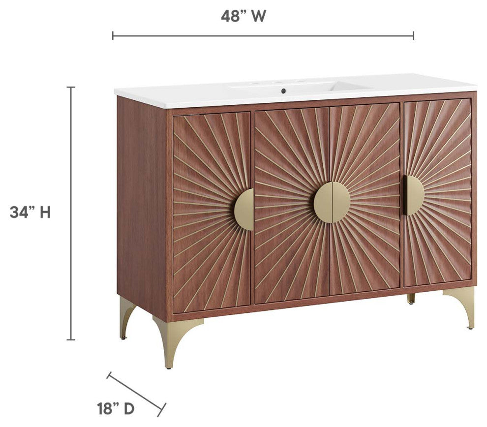 Daylight 48" Bathroom Vanity, White Walnut
