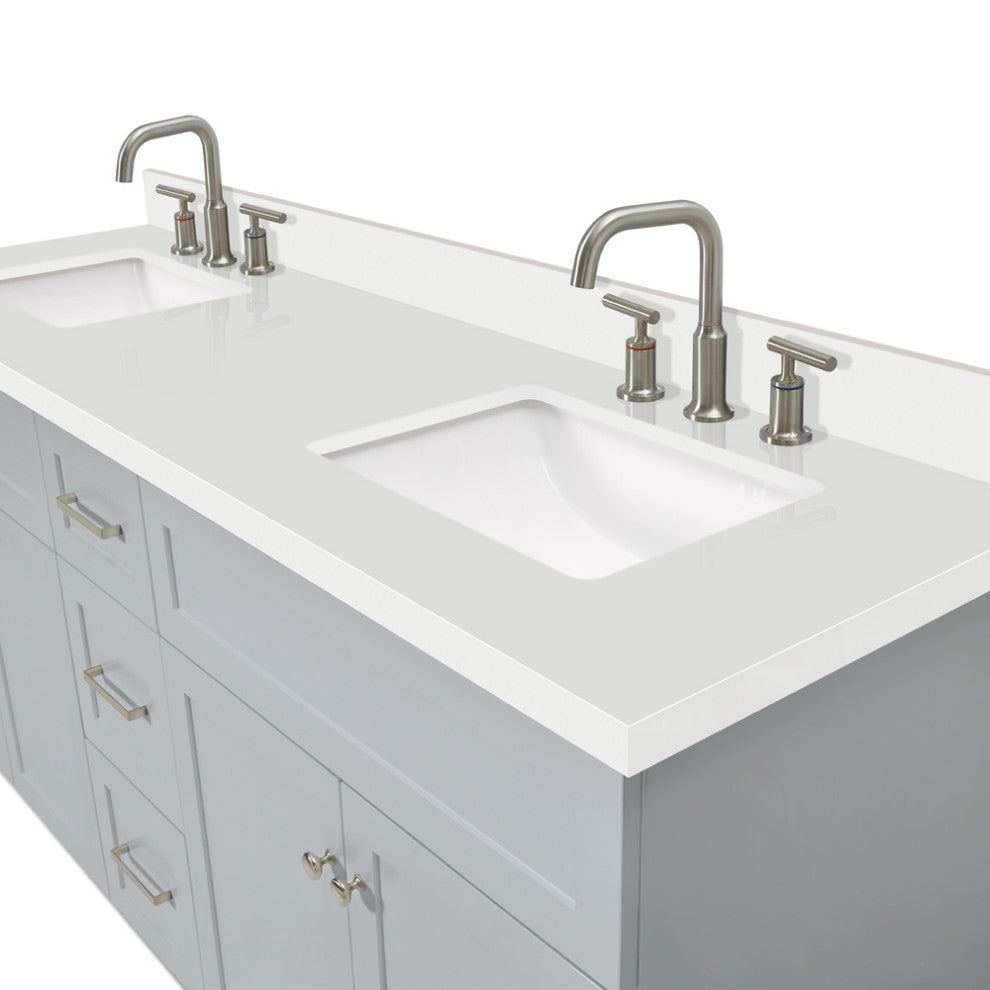 ARIEL Hamlet 73" Double Bath Vanity in Grey With Quartz Vanity Top