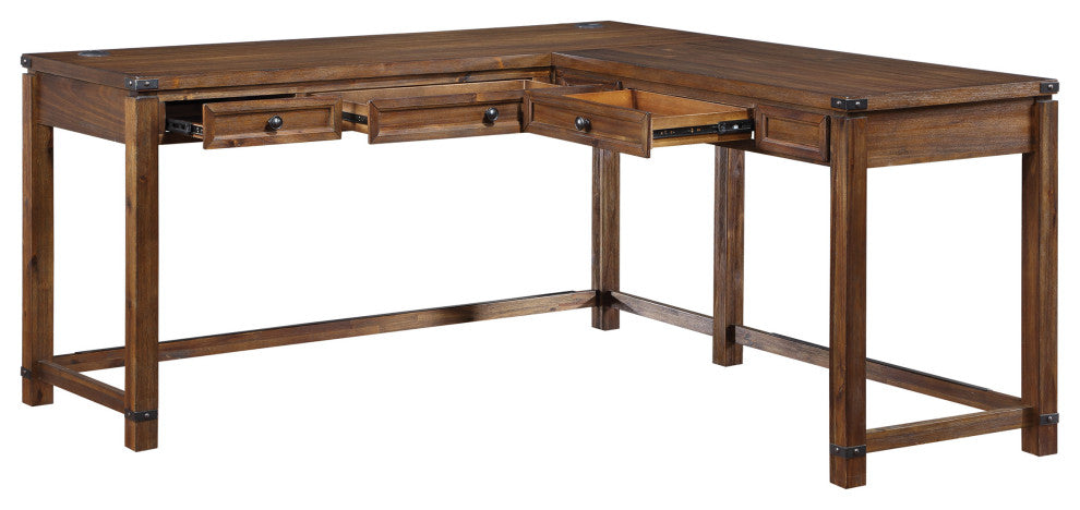 Baton Rouge L-Shape Desk, Brushed Walnut Finish