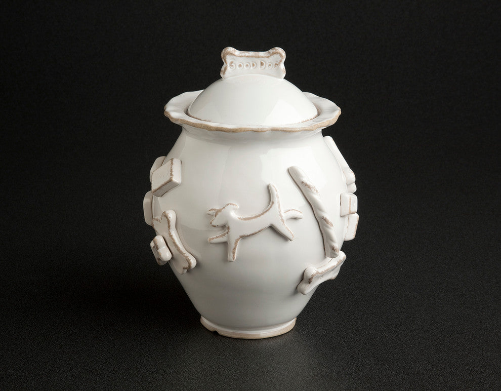 Dog Treat Jar, White
