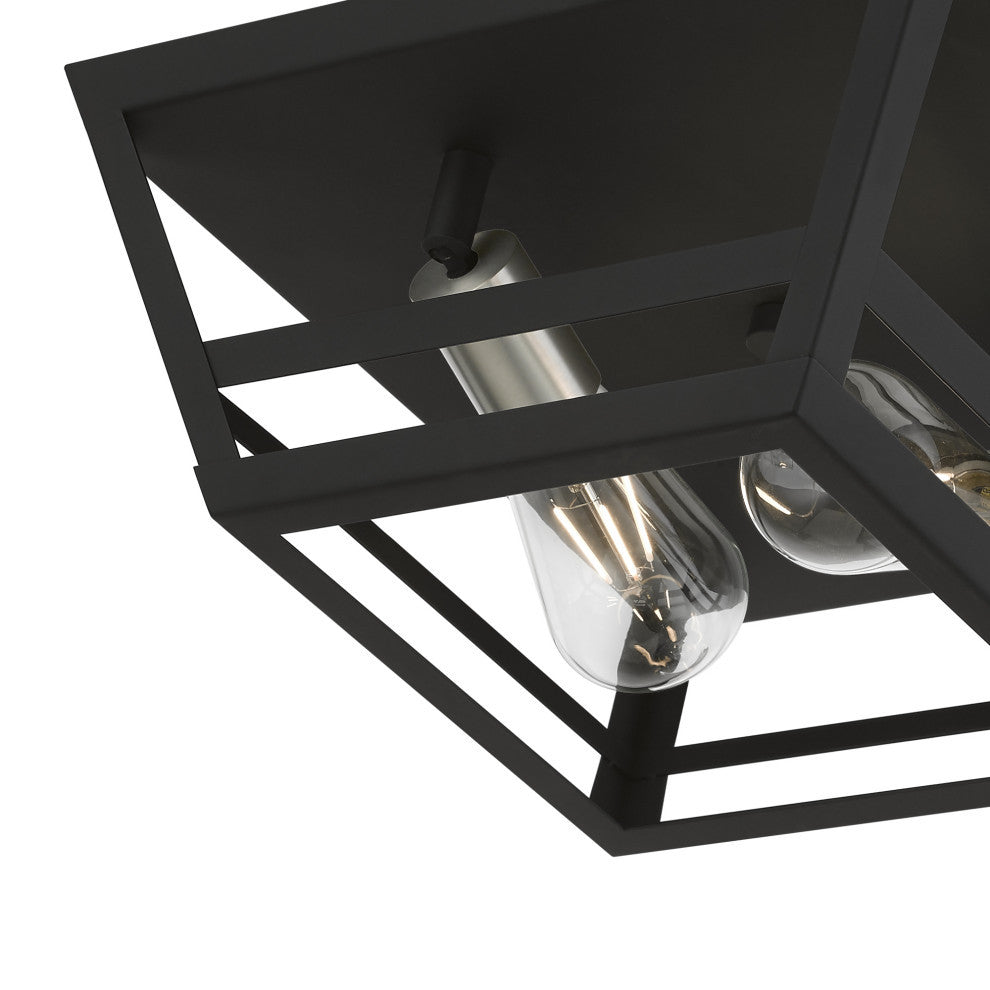 Schofield 2 Light Black With Brushed Nickel Accents Flush Mount