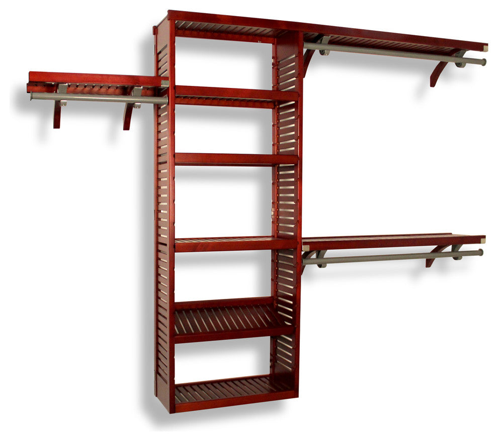 Solid Wood Reach-In Closet Organizer with hanging, Red Mahogany