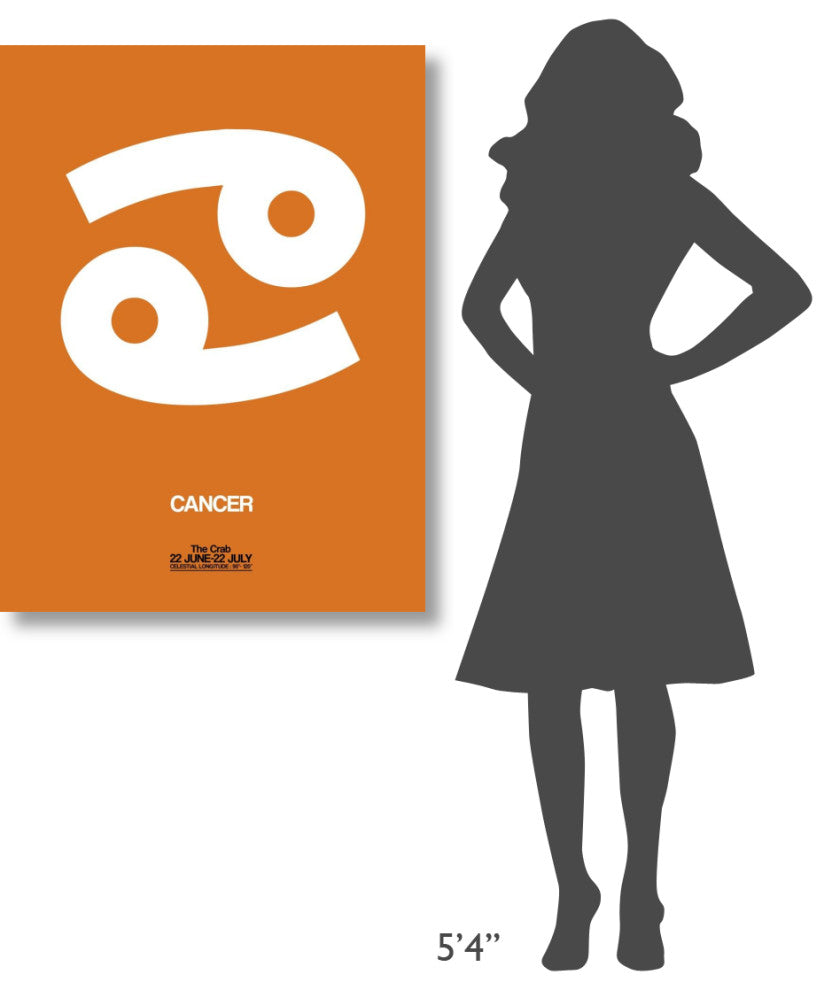 "Cancer Zodiac Sign White on Orange" Fine Art Print