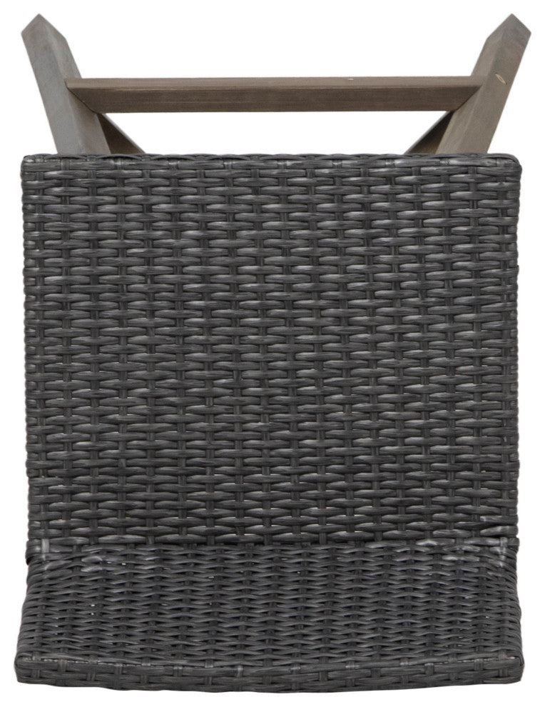 Jessie Outdoor Wood and Wicker Barstool, Set of 4, Gray, Gray Finish