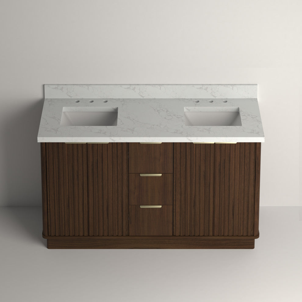 Kathryn Bathroom Vanity, Dark Oak, 60", Double Sink, Freestanding