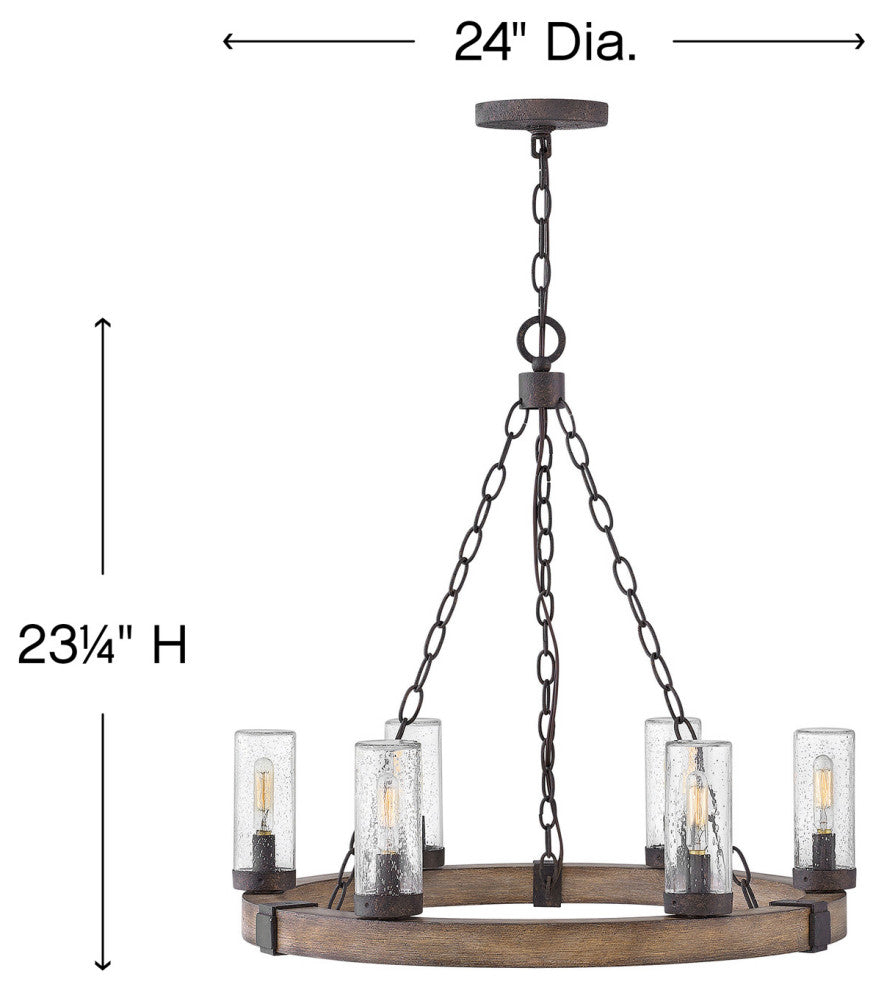 Hinkley Sawyer Outdoor Chandelier, Sequoia, 6 Light