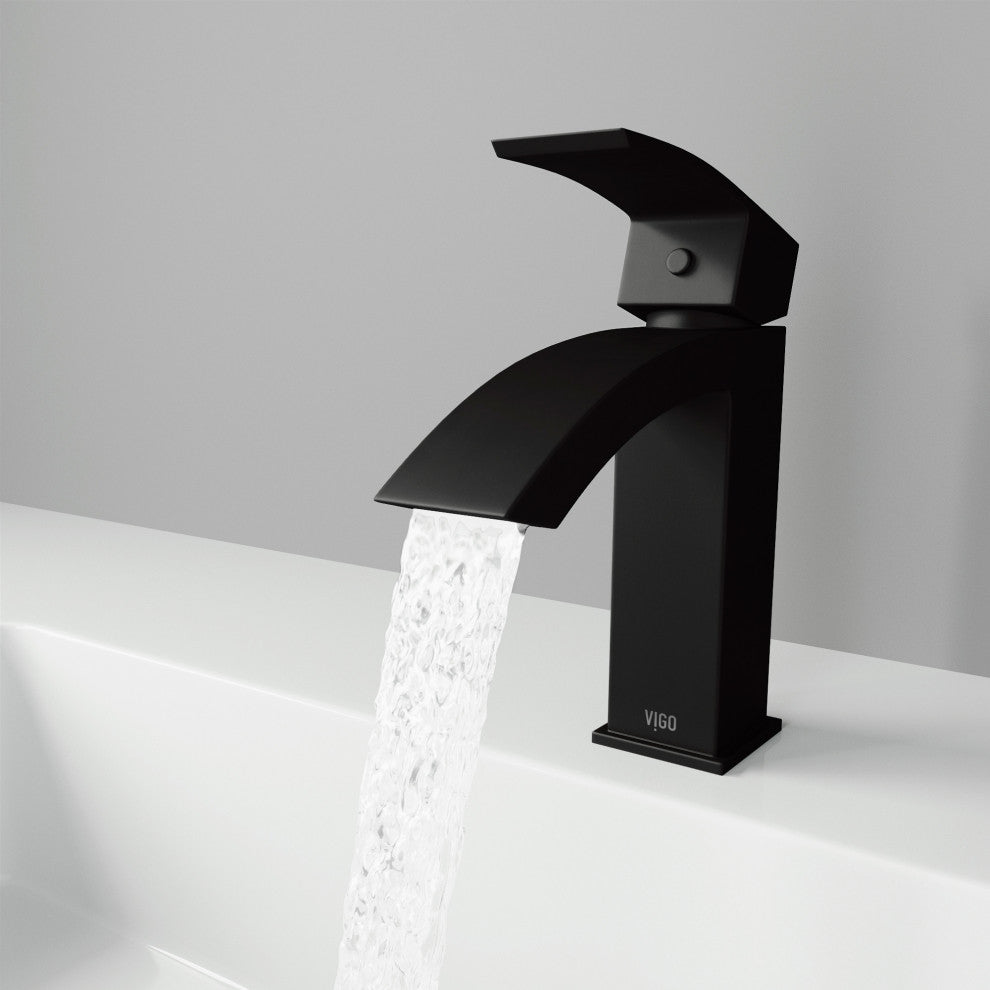 VIGO Satro 7" H Single Handle Single Hole Bathroom Faucet, Matte Black