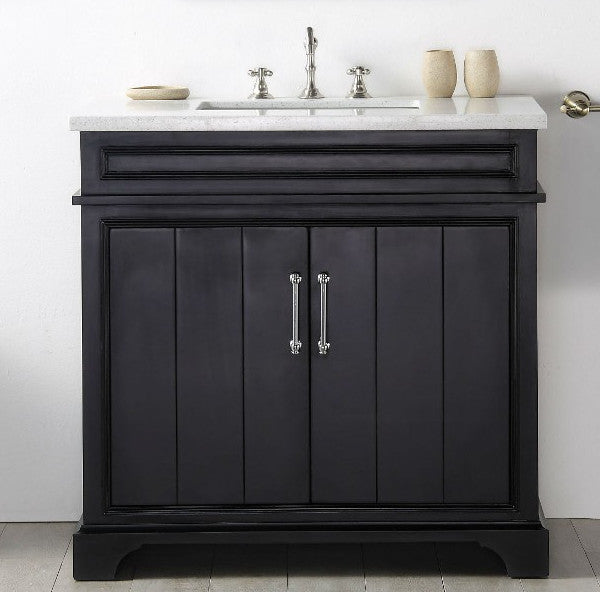 36" Wood Sink Vanity With Quartz Top-No Faucet