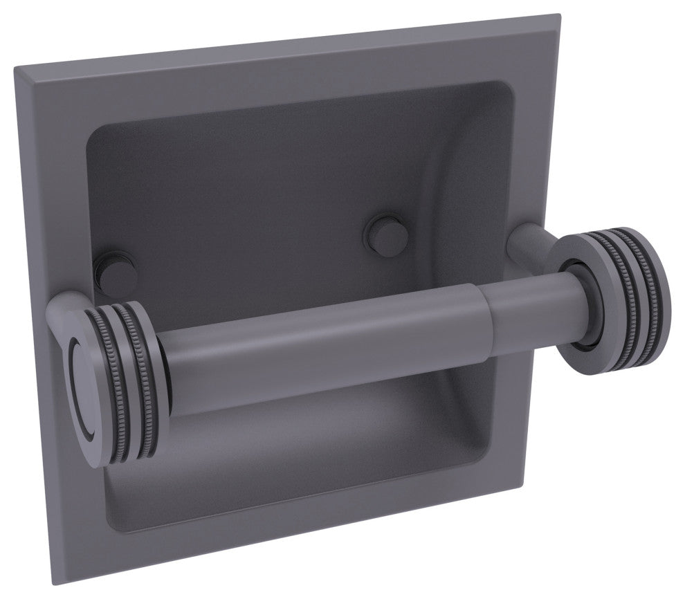 Continental Recessed Toilet Tissue Holder Dotted Accents, Matte Gray