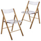 LeisureMod Menno Folding Chair With Stainless Steel Frame Set of 2, Clear