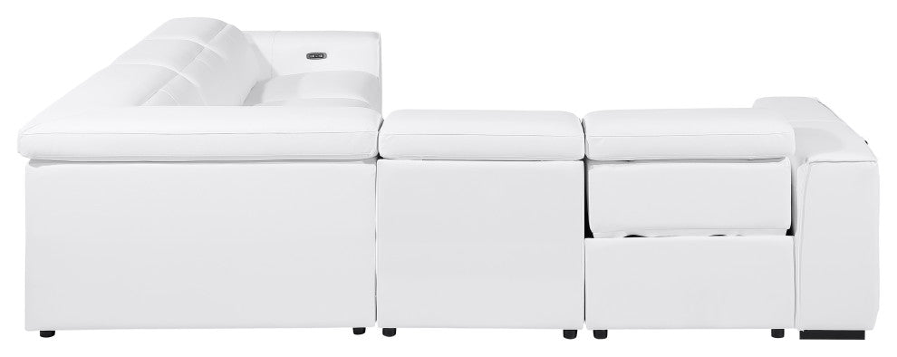 Niccolo Italian Leather 5-Piece L-Shaped Power Reclining Sectional, White