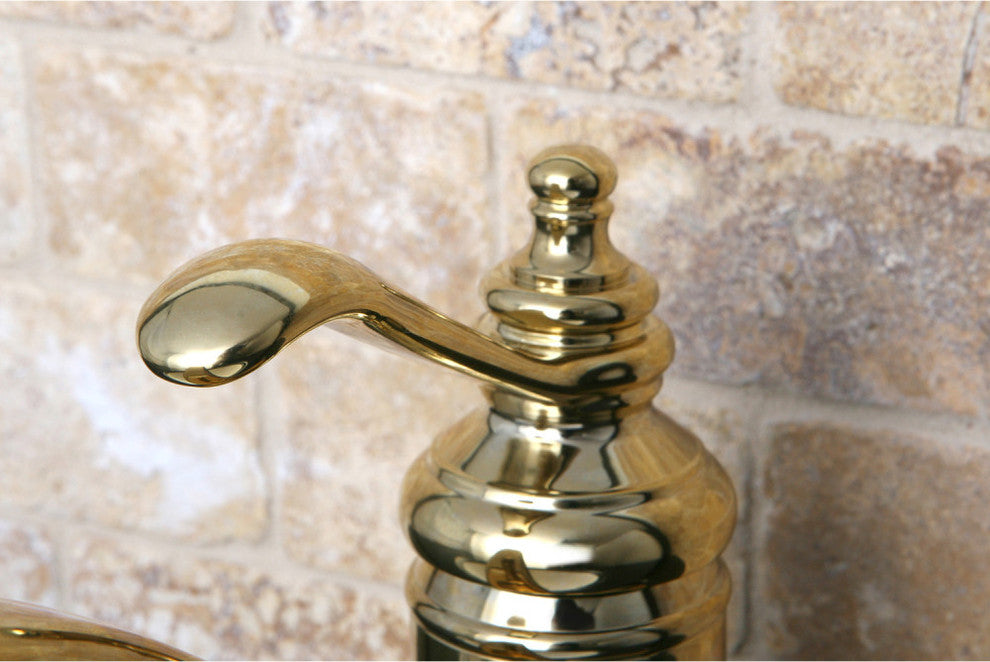 Kingston Brass Single-Handle Bathroom Faucet With Push Pop-Up, Polished Brass