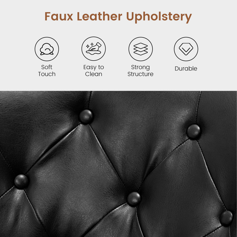 Set of 2 Accent Chair and Accent Stool, Black