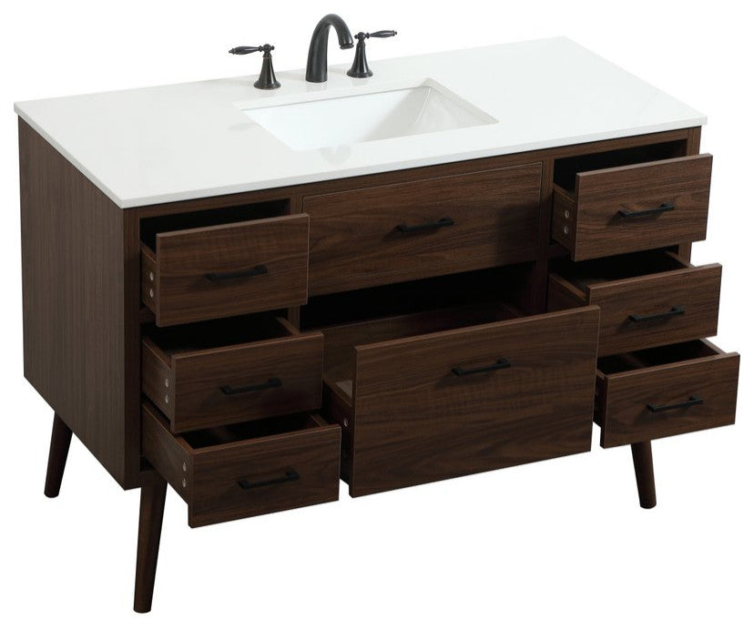 Home Living 22" Midcentury Modern Walnut-Light Bathroom Vanity