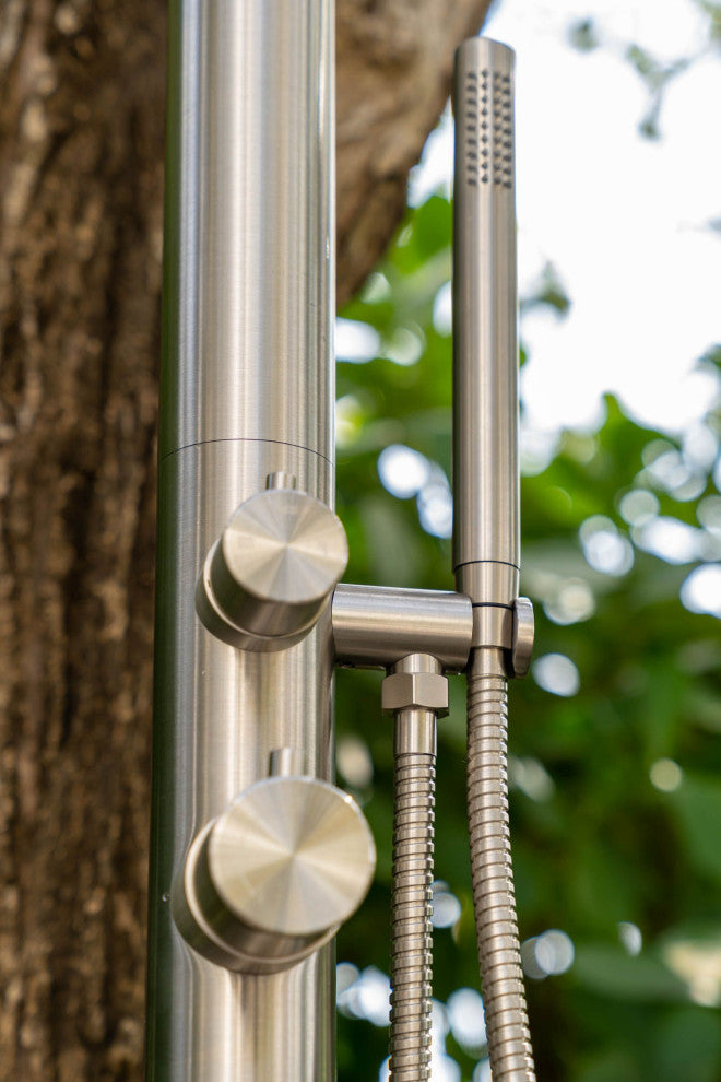 PULSAR 01 Outdoor Shower 316 Stainless Steel with Hand Shower, Brushed Stainless