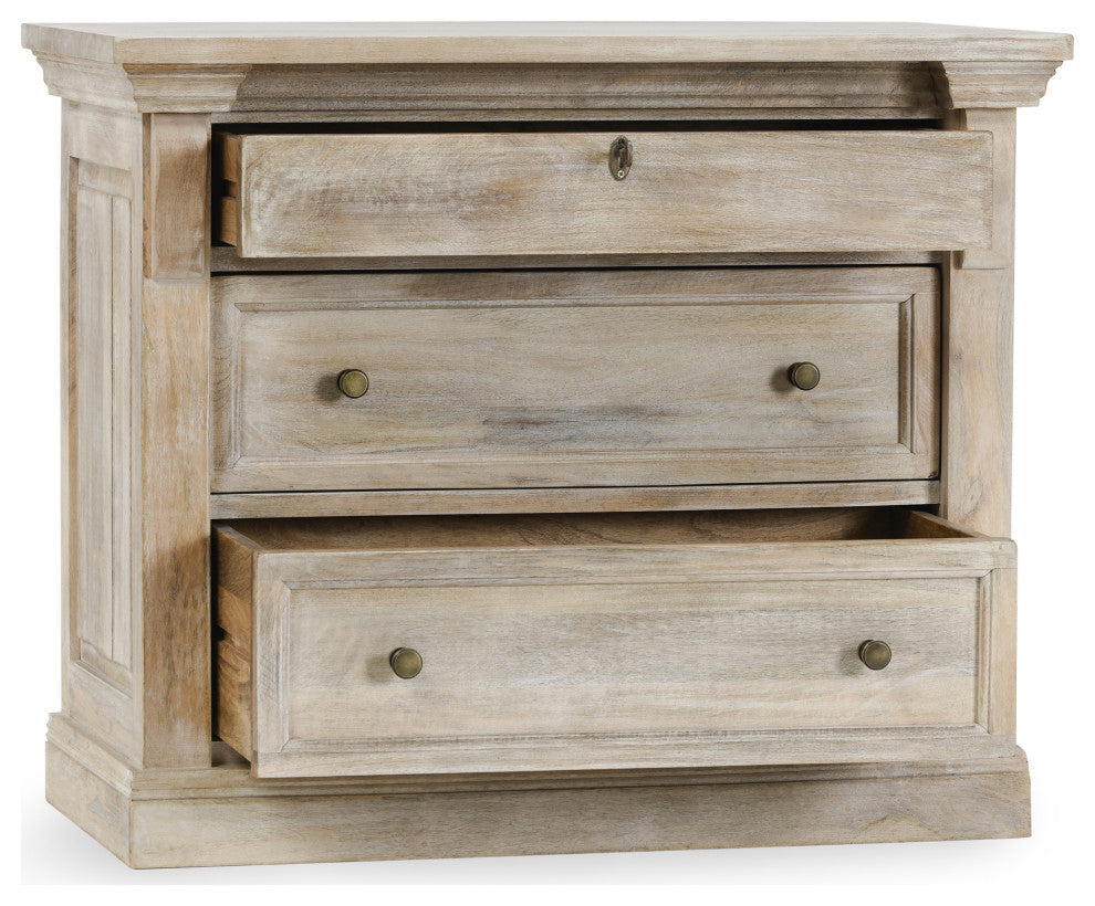 Adelaide Three-Door Mango Wood Nightstand, Whitewash