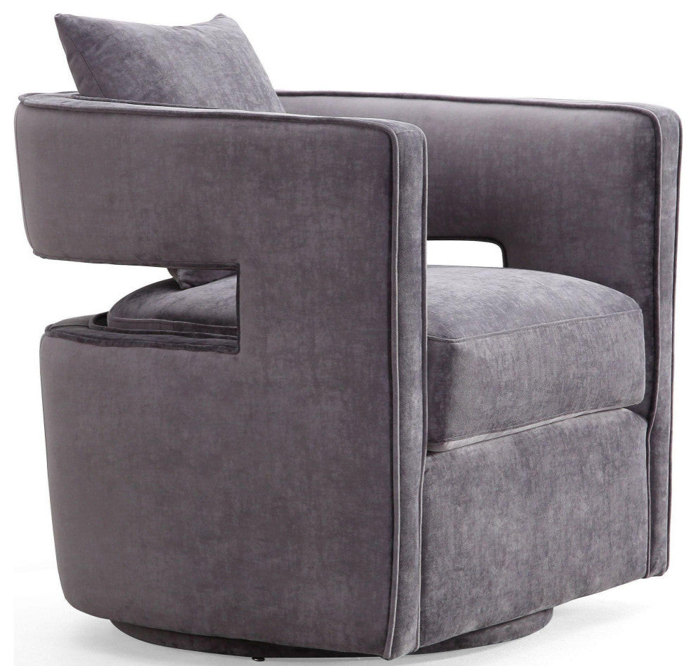 Kennedy  Velvet Swivel Chair, Gray