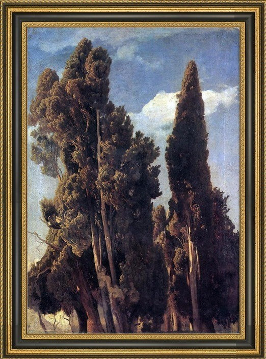 Johann Wilhelm Schirmer Cypresses Framed Premium Canvas Print, 18"x27"