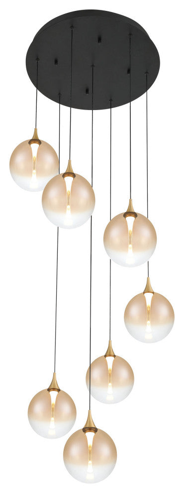 Iissa 7L 21" Gold Amber Chandelier