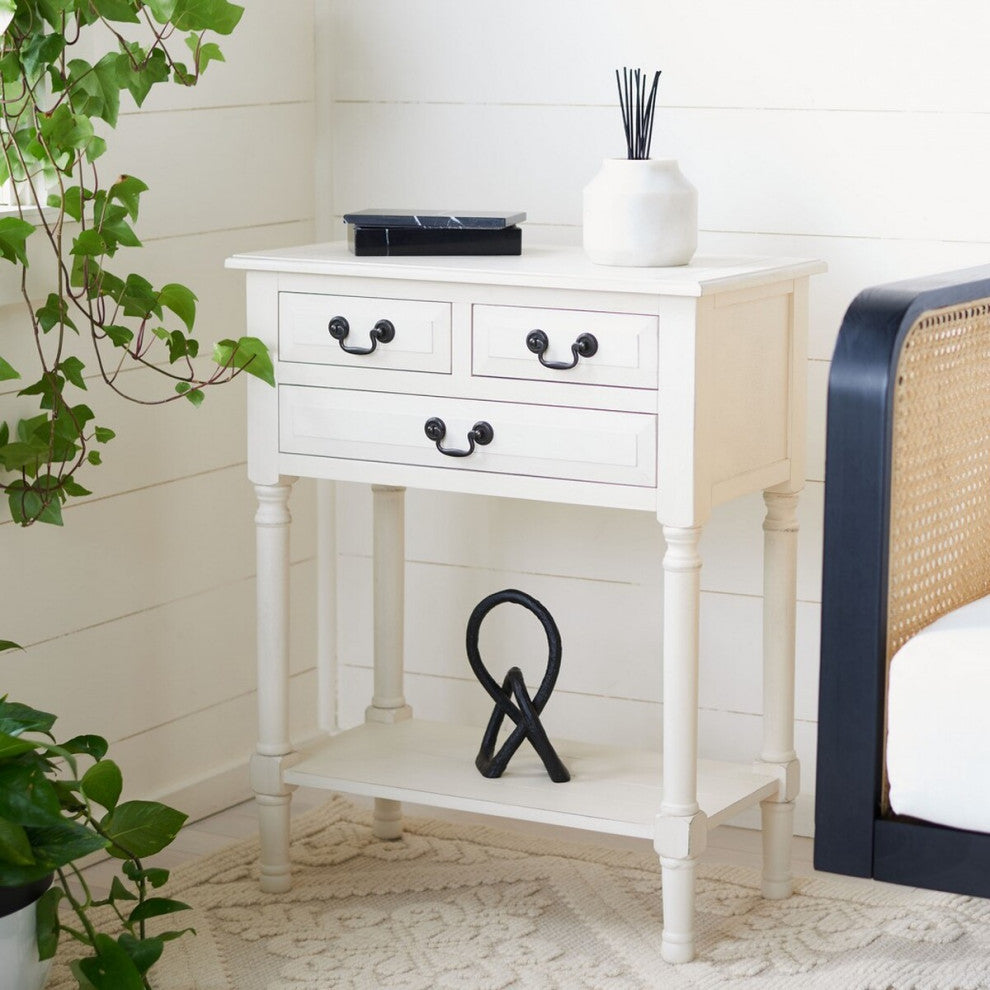 Safavieh Primrose 3 Drawer Console Table, Distrssed White