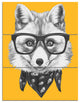 Funny Fox with Formal Glasses, Contemporary Animal Art Canvas, 28x36, 3 Panels