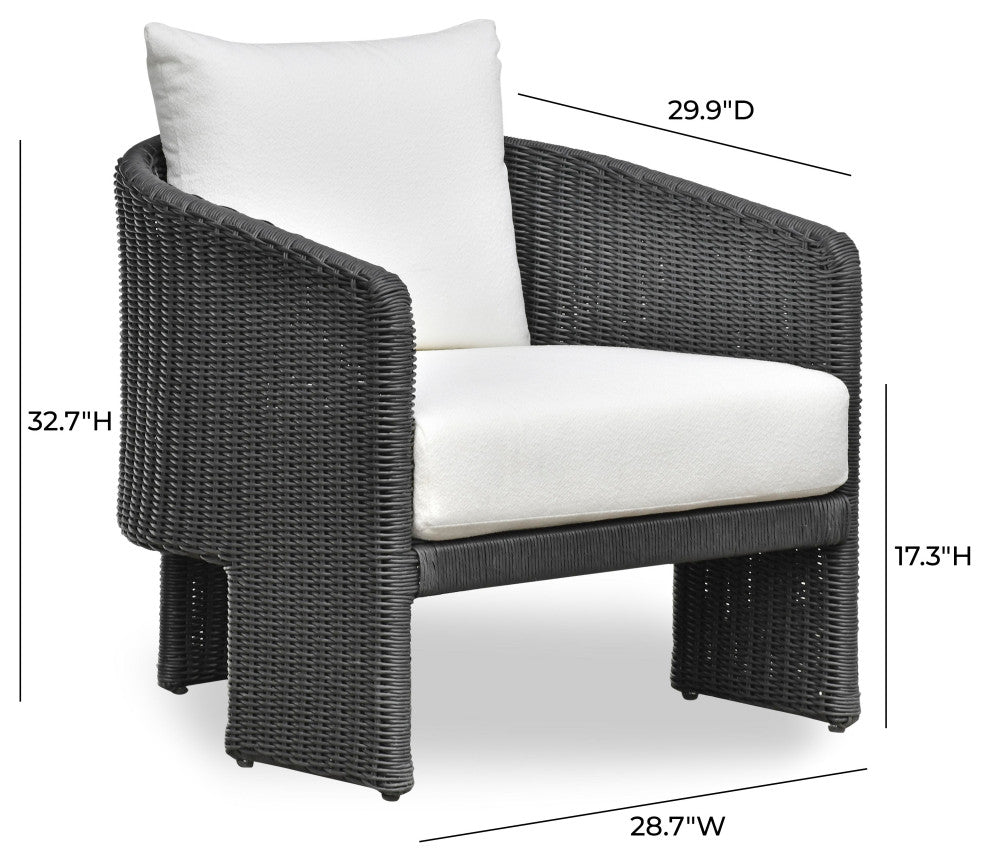 Alexa Rattan Performance Fabric Outdoor Armchair, Black