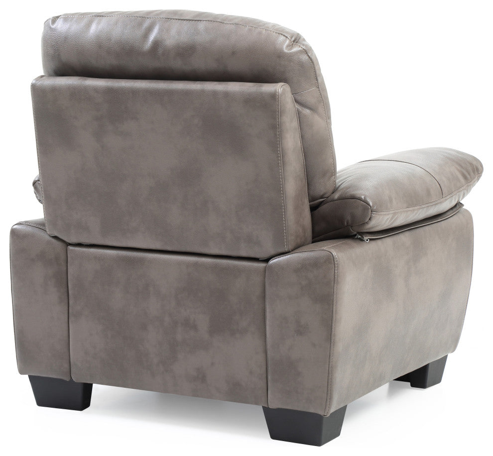 Rolando Faux Leather Chair, Gray