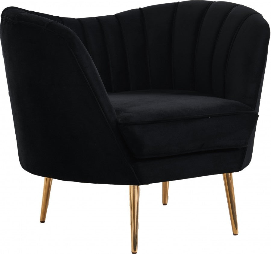 Margo Velvet Upholstered Set, Black, Chair