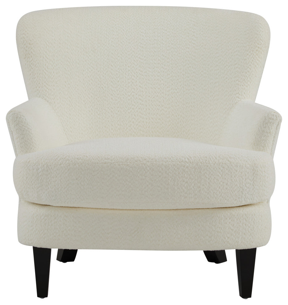 Gerald Boucle Upholstered Club Chair and Ottoman Set, Off White