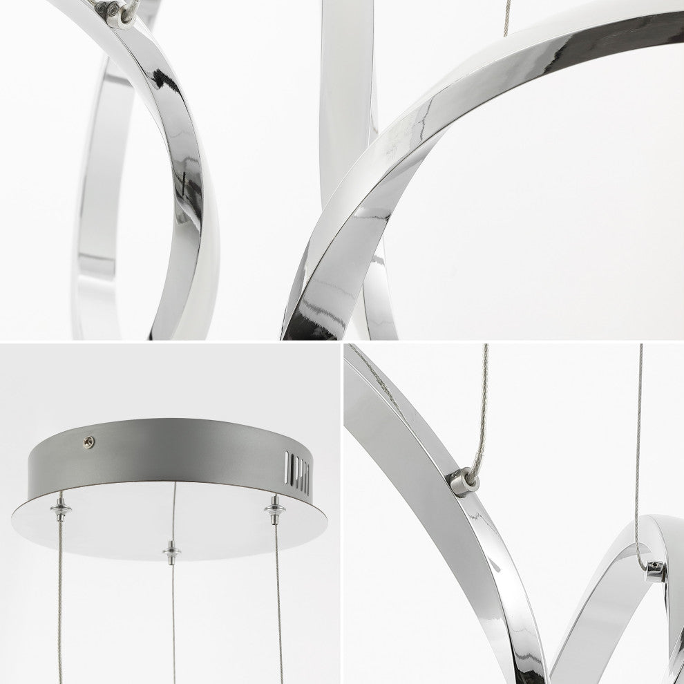 1-Light Contemporary Minimalist Aluminum Ribbon Integrated LED Pendant