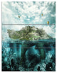 Island Like Large Fantasy Turtle, Animal Art Canvas Print, 28x36, 3 Panels