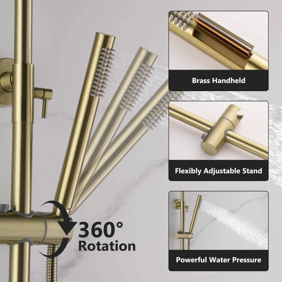 Rain Shower System with Tub Spout and High Pressure 10" Rain Shower Head RB0880