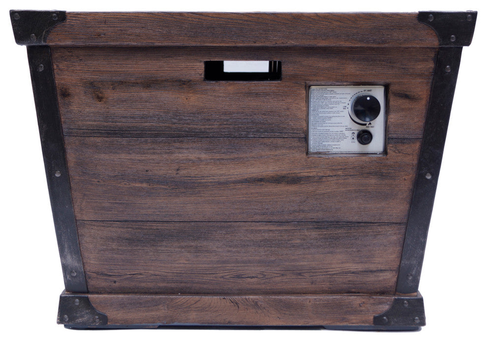 GDF Studio Madge Outdoor Brown 32" Square Fire Pit, 40,000 BTU, Wood Grain