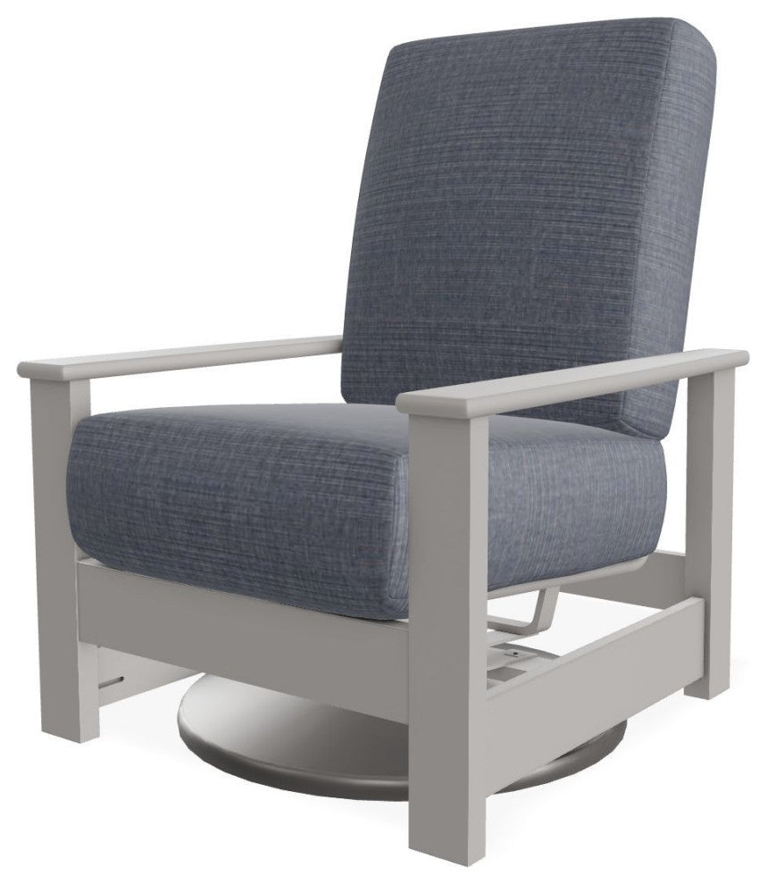 Leeward Deep Seat Outdoor Hidden Swivel Rocker, Proven Denim/Warm Gray