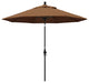 9' Matted Black Collar Tilt Lift Fiberglass Rib Aluminum Umbrella, Sunbrella, Teak