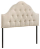 Modern Contemporary King Size Fabric Headboard, Ivory Fabric