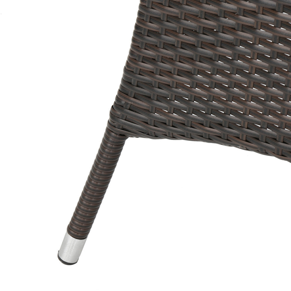 GDF Studio 5-Piece Clinton Outdoor Brown Wicker Dining Set