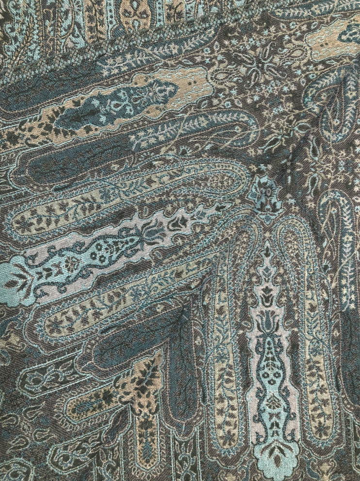 Woven Cotton Paisley Throw, Aqua