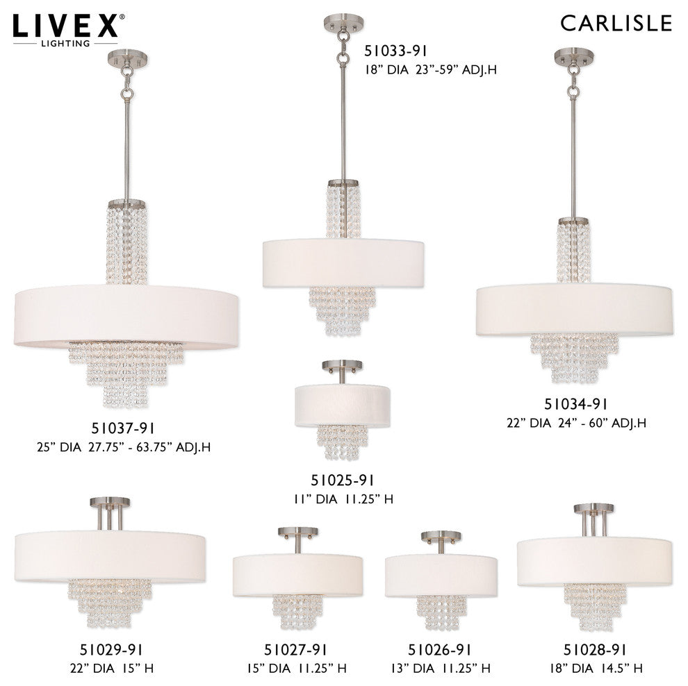 Livex Lighting Brushed Nickel 3-Light Linear Chandelier