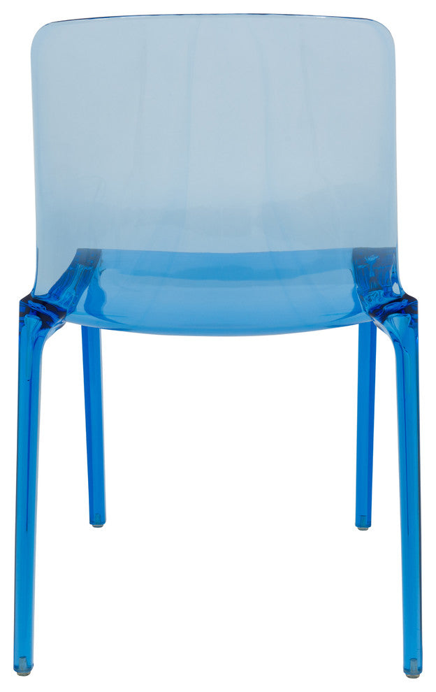 LeisureMod Murray Lucite Stackable Molded Dining Side Chair, Set of 4, Blue