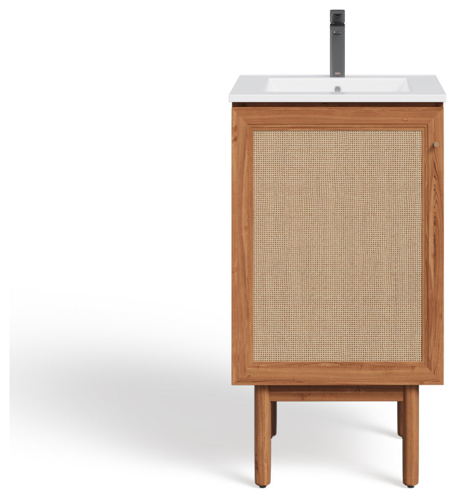 Hanalei Bathroom Vanity, Oak, 18", Single Sink, Freestanding