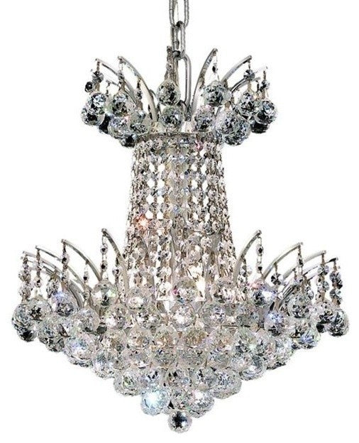 Elegant Victoria Dining Room Light, Chrome Finish With Royal Cut Crystal