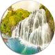 Bakers Falls Panorama, Landscape Photo Round Metal Wall Art, 38"
