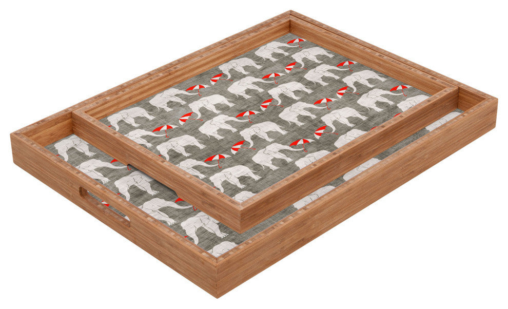 Elephant And Umbrella Rectangular Tray
